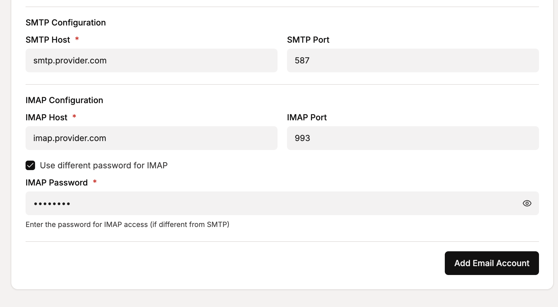 单独的 IMAP 密码